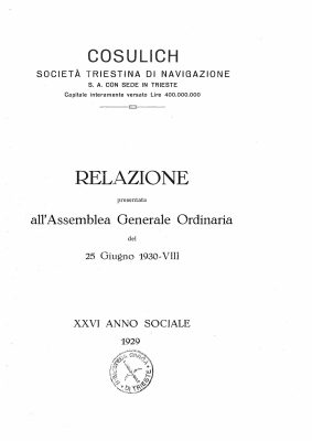 COSULICH BILANCIO 1929